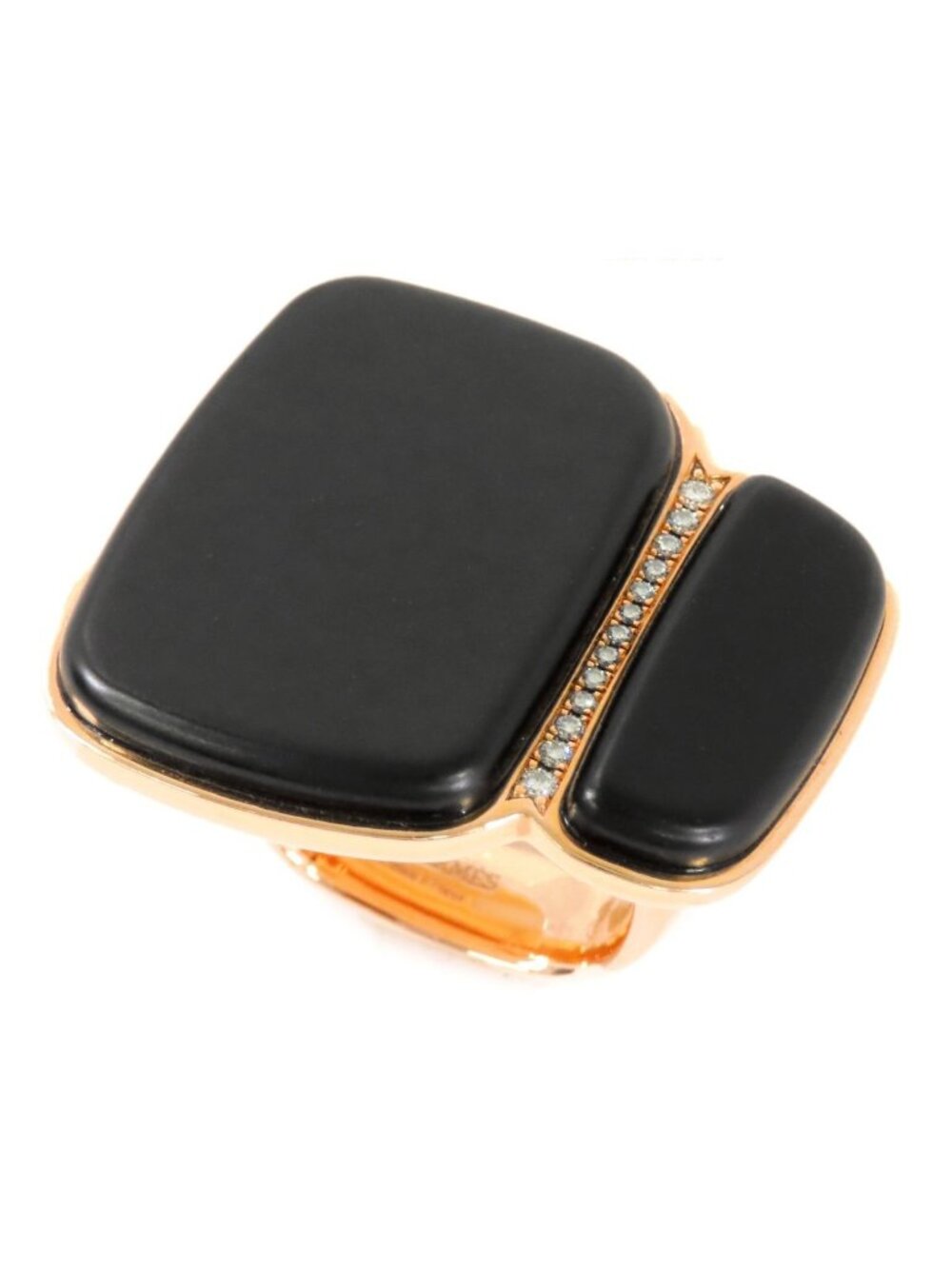 Hermes Niloticus Lumiere Pink Gold 18k Black Jade Too Light 52 Ring